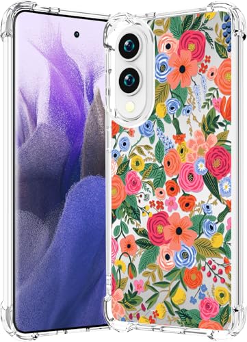 CCFUNCASE Schutzhülle für Samsung Galaxy S25 Edge, transparent, niedlich, für Damen, robuste Handyhüllen, Funda-Schutzhülle (rosa Blumen) von CCFUNCASE