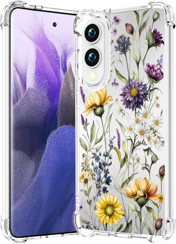 CCFUNCASE Schutzhülle für Samsung Galaxy S25 Edge, transparent, niedlich für Frauen, robuste Handyhüllen, Funda-Schutzhülle (Blumen, Blumen, Wild) von CCFUNCASE