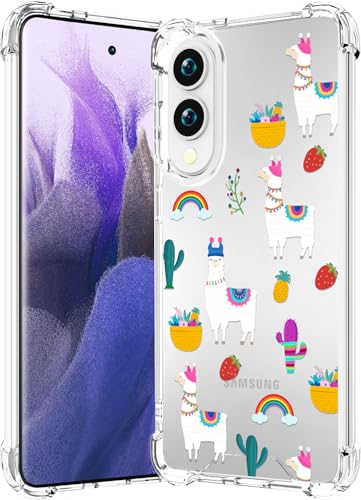 CCFUNCASE Schutzhülle für Samsung Galaxy S25 Edge, transparent, niedlich für Frauen, robuste Handyhüllen, Funda-Schutzhülle (Lovely Alpaca Lama) von CCFUNCASE