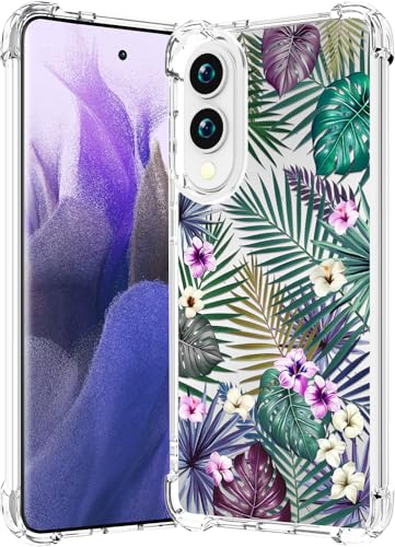 CCFUNCASE Schutzhülle für Samsung Galaxy S25 Edge, transparent, niedlich für Frauen, robuste Handyhüllen, Funda-Schutzhülle (Palmblätter) von CCFUNCASE