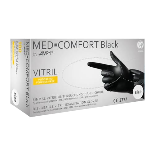 100 Stück Vitrilandschuhe Vinyl-Nitril in Spender-Box - schwarz - Einweghandschuhe Einmalhandschuhe (L) von CCK Germany