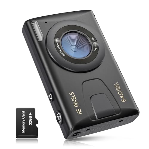 CCN Digitalkamera, 64MP 1080P FHD Fotokamera mit 3,0 Zoll Bildschirm, 18X Digitalzoom Tragbar Kompaktkamera mit 32GB TF-Karte, USB-Kabel, für Teenager Erwachsene Anfänger, Schwarz von CCN