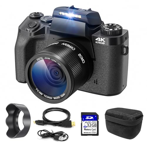 Digitalkamera 4K, CCN 64MP Fotokamera mit 3.0" Touchscreen, 16X Digitalzoom Kompaktkamera mit WiFi Funktion, mit Kameratasche, Haube, 32GB TF-Karte, Einzellinse, Schwarz von CCN