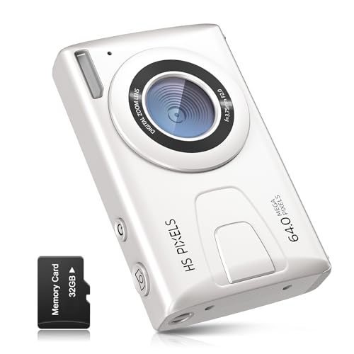 Digitalkamera CCN, 64MP 1080P FHD Fotokamera mit 3,0 Zoll Bildschirm, 18X Digitalzoom Tragbar Kompaktkamera mit 32GB TF-Karte, USB-Kabel, für Teenager Erwachsene Anfänger, Weiß von CCN
