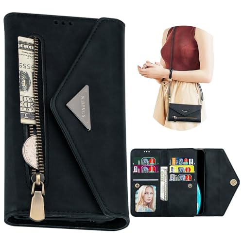 CCSamll Schutzhülle für Samsung Galaxy S24 Ultra 5G für Damen, mit Reißverschluss, Handtasche, Umhängeband, mit 9 Kartenfächern, Schwarz CCSamll Schutzhülle für Samsung Galaxy S24 Ultra 5G für Damen, mit Reißverschluss, Handtasche, Umhängeband, mit 9 Kartenfächern, Schwarz von CCSmall