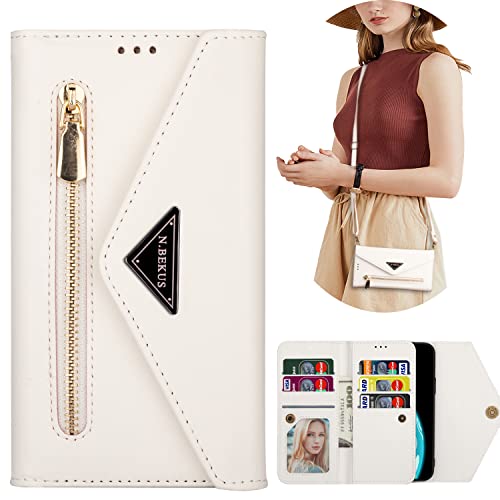 CCSamll Wallet Case für Samsung Galaxy A53 5G, Crossbody Umhängeband Lanyard Geldbörse Handtasche Schultergurt Cover mit ID-Kartenhalter Handyhülle für Samsung Galaxy A53 5G XK Weiß von CCSmall