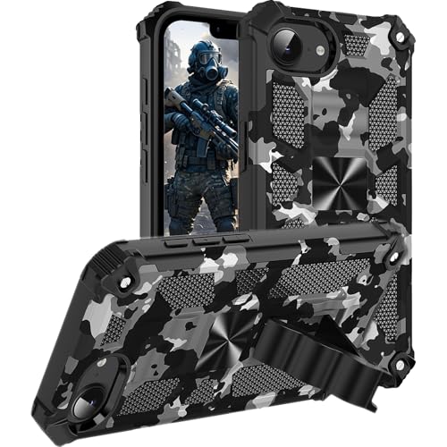 CCSmall Camouflage-Schutzhülle für Apple iPhone 16e, mit Ständer, Militärqualität, stoßfest, mit integriertem Ständer, Schwarz CCSmall Camouflage-Schutzhülle für Apple iPhone 16e, mit Ständer, Militärqualität, stoßfest, mit integriertem Ständer, Schwarz von CCSmall