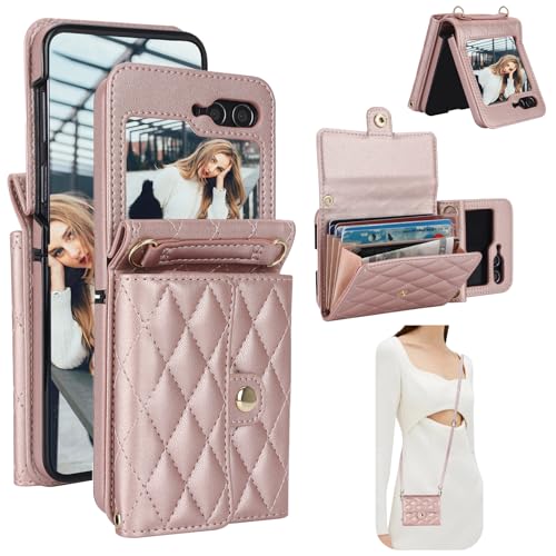 CCSmall Crossbody-Schutzhülle für Samsung Galaxy Z Flip 6, Brieftaschen-Schutzhülle für Damen, PU-Leder, Geldbörse mit Kreditkartenschlitz, RFID-blockierend, verstellbares Umhängeband für Samsung CCSmall Crossbody-Schutzhülle für Samsung Galaxy Z Flip 6, Brieftaschen-Schutzhülle für Damen, PU-Leder, Geldbörse mit Kreditkartenschlitz, RFID-blockierend, verstellbares Umhängeband für Samsung von CCSmall
