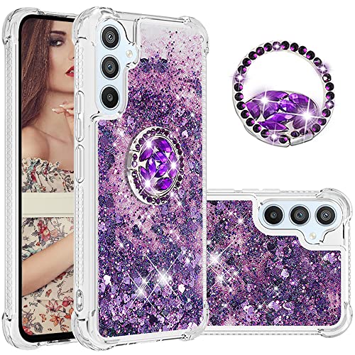 CCSmall Glitzer Clear Sparkly Bling Hülle für Samsung Galaxy A54 5G für Frauen Mädchen, Fließender Flüssiger Treibsand Cover mit Diamant Ring Halter Case für Samsung Galaxy A54 5G LSZ Lila CCSmall Glitzer Clear Sparkly Bling Hülle für Samsung Galaxy A54 5G für Frauen Mädchen, Fließender Flüssiger Treibsand Cover mit Diamant Ring Halter Case für Samsung Galaxy A54 5G LSZ Lila von CCSmall