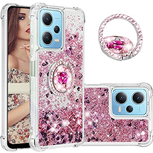 CCSmall Glitzer Clear Sparkly Bling Hülle für Xiaomi Redmi Note 12 4G, Fließende Flüssigkeit Treibsand Cover mit Diamant Ring Halter Hülle für Xiaomi Redmi Note 12 4G LSZ Rose Gold CCSmall Glitzer Clear Sparkly Bling Hülle für Xiaomi Redmi Note 12 4G, Fließende Flüssigkeit Treibsand Cover mit Diamant Ring Halter Hülle für Xiaomi Redmi Note 12 4G LSZ Rose Gold von CCSmall