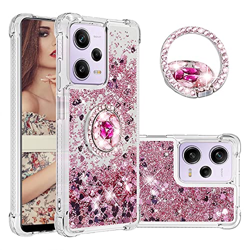 CCSmall Glitzer Clear Sparkly Bling Hülle für Xiaomi Redmi Note 12 Pro 5G für Frauen, Fließender flüssiger Treibsand Cover mit Diamant-Halter Hülle für Xiaomi Redmi Note 12 Pro 5G/ Poco X5 Pro LSZ von CCSmall