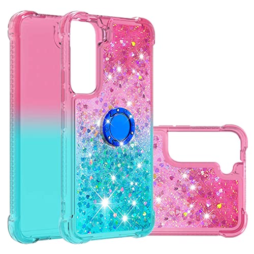 CCSmall Hülle für Samsung Galaxy S22 mit magnetischem Ring Kickstand, Gradient Treibsand Glitzer Fließende Flüssigkeit Schwimmende Handyhülle Klar TPU Cover für Samsung Galaxy S22 JB Powder Blue CCSmall Hülle für Samsung Galaxy S22 mit magnetischem Ring Kickstand, Gradient Treibsand Glitzer Fließende Flüssigkeit Schwimmende Handyhülle Klar TPU Cover für Samsung Galaxy S22 JB Powder Blue von CCSmall