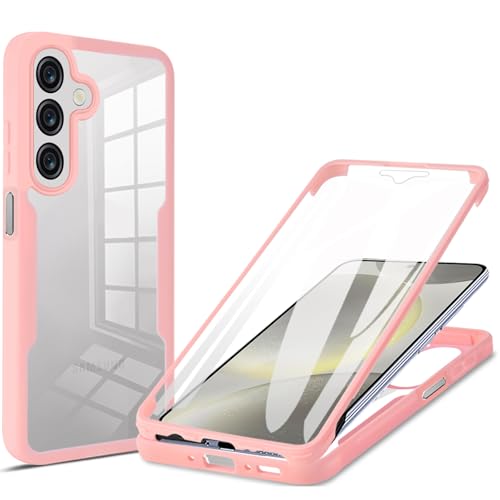 CCSmall Klare Hülle für Samsung Galaxy A36 mit Displayschutzfolie, Ganzkörperschutz, TPU Bumper Transparent Anti-Vergilbung Slim Soft Cover Case für Samsung A56 / Galaxy A36 QC Rosa von CCSmall
