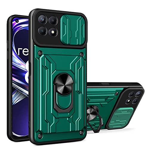 CCSmall Robuste Schutzhülle für Oppo Realme 8i, magnetischer Ring-Ständer, Schiebekamera mit Kartenhalter, Handyhülle für Oppo Realme 8i LJK Grün von CCSmall