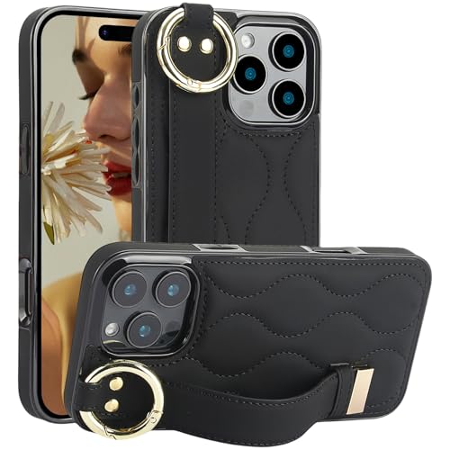 CCSmall Schutzhülle für Apple iPhone 16 Pro Max, niedlich, mit Handschlaufe, Ständer für Damen und Mädchen, PU-Leder-Armband, Handyhülle mit Ring-Fingerhalter, Hülle für iPhone 16 Pro Max, ZWD, von CCSmall