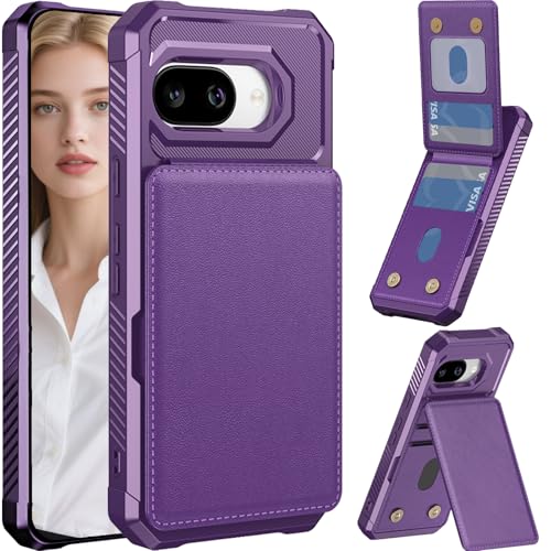 CCSmall Schutzhülle für Google Pixel 9a mit Kartenhalter für Damen und Herren, luxuriöses Folio-Lederetui und TPU-Bumper für Google 9a ZM, Violett von CCSmall