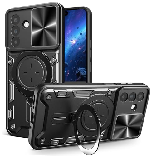 CCSmall Schutzhülle für Samsung Galaxy A26 mit Schiebe-Kamera-Abdeckung für Herren, Militärqualität, stoßfest, mit drehbarem großem Ring, Ständer, Handyhülle für Samsung A26 5G JS, Schwarz CCSmall Schutzhülle für Samsung Galaxy A26 mit Schiebe-Kamera-Abdeckung für Herren, Militärqualität, stoßfest, mit drehbarem großem Ring, Ständer, Handyhülle für Samsung A26 5G JS, Schwarz von CCSmall