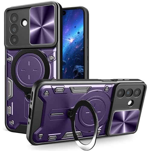 CCSmall Schutzhülle für Samsung Galaxy A26 mit Schiebe-Kamera-Abdeckung für Herren, Militärqualität, stoßfest, mit drehbarem großem Ring, Ständer, Handyhülle für Samsung A26 5G JS, Violett CCSmall Schutzhülle für Samsung Galaxy A26 mit Schiebe-Kamera-Abdeckung für Herren, Militärqualität, stoßfest, mit drehbarem großem Ring, Ständer, Handyhülle für Samsung A26 5G JS, Violett von CCSmall