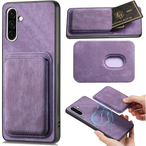 CCSmall Schutzhülle für Samsung Galaxy A36, abnehmbare magnetische Hülle, kompatibel mit Magsafe, Retro-PU-Leder-Handyhülle mit Kartenfächern für Samsung A36 [2-in-1] Violett von CCSmall