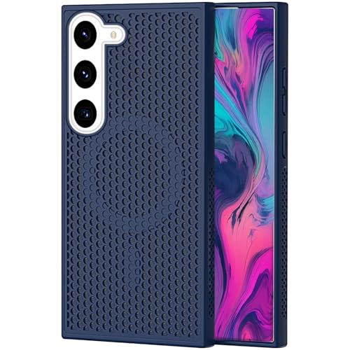 CCSmall Schutzhülle für Samsung Galaxy S23 Plus, Wärmeableitung, mit Magnetring, Netzgewebe, atmungsaktiv, hohles Zellloch, schlanke Handyhülle für Samsung Galaxy S23 Plus, Dunkelblau CCSmall Schutzhülle für Samsung Galaxy S23 Plus, Wärmeableitung, mit Magnetring, Netzgewebe, atmungsaktiv, hohles Zellloch, schlanke Handyhülle für Samsung Galaxy S23 Plus, Dunkelblau von CCSmall