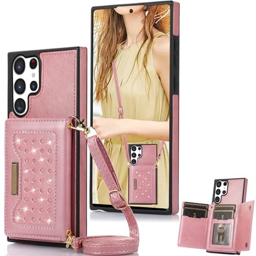 CCSmall Schutzhülle für Samsung Galaxy S24 Ultra, mit Kartenhalter, Glitzer, PU-Leder, magnetisch, Klappetui, Brieftaschenformat, für Samsung Galaxy S24 Ultra SZ, Roségold CCSmall Schutzhülle für Samsung Galaxy S24 Ultra, mit Kartenhalter, Glitzer, PU-Leder, magnetisch, Klappetui, Brieftaschenformat, für Samsung Galaxy S24 Ultra SZ, Roségold von CCSmall