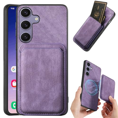 CCSmall Schutzhülle für Samsung Galaxy S25, abnehmbare magnetische Brieftasche mit Kartenhalter, Retro-PU-Leder-Handyhülle mit Kartenfächern für Samsung Galaxy S25 [2-in-1] Lila von CCSmall