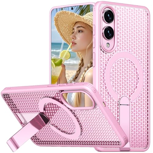 CCSmall Schutzhülle für Samsung Galaxy S25 Edge, Wärmeableitung, integrierter, unsichtbarer Ständer, kompatibel mit MagSafe, kühlend, schlanke Handyhülle für Samsung S25 Edge FX, Rosa CCSmall Schutzhülle für Samsung Galaxy S25 Edge, Wärmeableitung, integrierter, unsichtbarer Ständer, kompatibel mit MagSafe, kühlend, schlanke Handyhülle für Samsung S25 Edge FX, Rosa von CCSmall