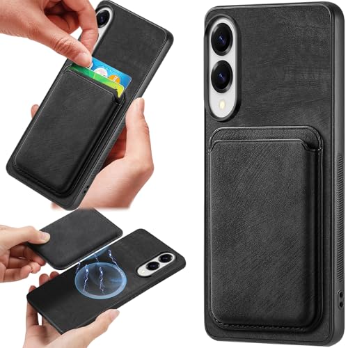 CCSmall Schutzhülle für Samsung Galaxy S25 Edge, abnehmbare magnetische Abdeckung, kompatibel mit Magsafe, Retro-PU-Leder-Handyhülle mit Kartenfächern und Halterung für Samsung S25 Edge [2-in-1 von CCSmall