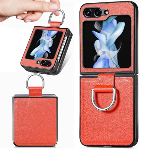 CCSmall Schutzhülle für Samsung Galaxy Z Flip 6 mit Ring, PU-Leder + harte Polycarbonat-Schale, dünn, schlank, stoßfest, Schutzhülle für Samsung Galaxy Z Flip6 ZH, Orange CCSmall Schutzhülle für Samsung Galaxy Z Flip 6 mit Ring, PU-Leder + harte Polycarbonat-Schale, dünn, schlank, stoßfest, Schutzhülle für Samsung Galaxy Z Flip6 ZH, Orange von CCSmall