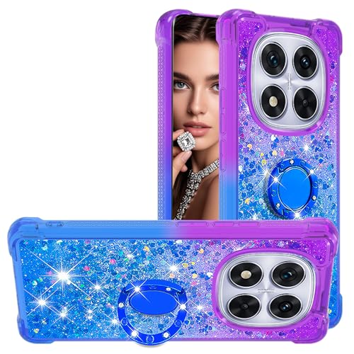 CCSmall Schutzhülle für Xiaomi Redmi Note 14 Pro+ Plus 5G, glitzernd, transparent, niedlich, Farbverlauf, Treibsand, Handyhülle für Xiaomi Redmi Note 14 Pro 5G/Note 14 Pro Plus JB, Violett, Marineblau von CCSmall