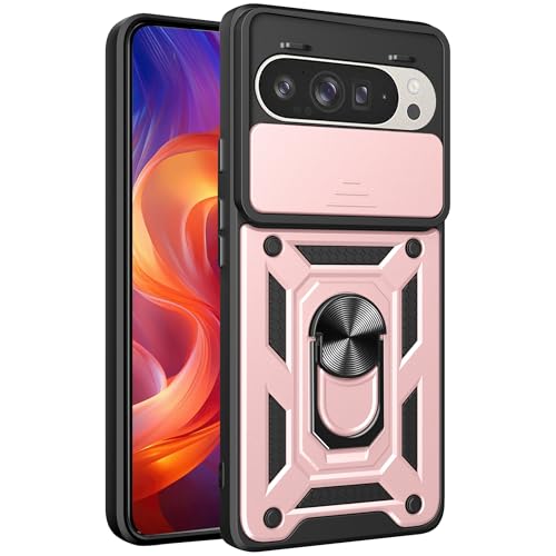 CSmall Schutzhülle für Google Pixel 9 Pro mit Schiebe-Kamera-Objektivabdeckung, Militärqualität, stoßfest, mit drehbarem Ring, Ständer, Hülle für Google Pixel 9/9 Pro SJ, Roségold CSmall Schutzhülle für Google Pixel 9 Pro mit Schiebe-Kamera-Objektivabdeckung, Militärqualität, stoßfest, mit drehbarem Ring, Ständer, Hülle für Google Pixel 9/9 Pro SJ, Roségold von CCSmall