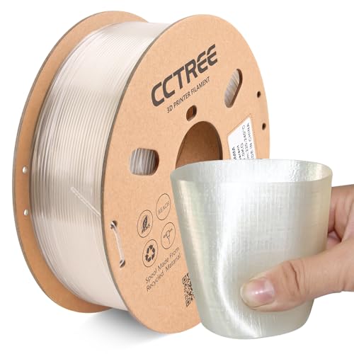 CCTREE 3D-Drucker-TPU-Filament 1,75 mm, Shore 95A-Härte TPU, flexibles, weiches Filament TPU, Maßgenauigkeit +/- 0,03 mm, 1-kg-Spule (2,2 lbs), transparent von CCTREE