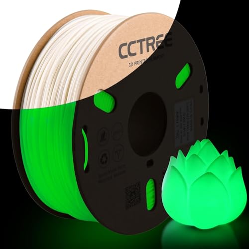 CCTREE Glow in The Dark TPU Filament 1.75mm, Flexible 3D Drucker Filament 1KG, Shore Hardness 95A, High Elasticity & Impact Resistance, Dimensional Accuracy ±0.03mm, Glühen Grün von CCTREE