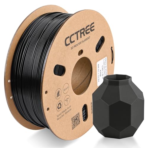 CCTREE PETG 3D Drucker Filament 1,75 mm, Ausgezeichnete Zähigkeit, Maßgenauigkeit +/- 0.03mm, 1kg Spule (2.2lbs), für most FDM 3D Drucker, Schwarz von CCTREE