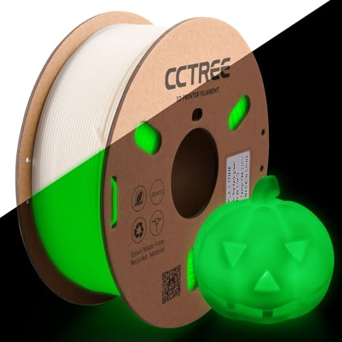 CCTREE PLA+ Filament 1.75mm, Glow in The Dark 3D Printer Filament PLA Plus, Dimensional Accuracy +/- 0.03 mm, 1KG Spool (2.2 lbs), Fit für Most FDM 3D Drucker, Leuchtend Grün von CCTREE