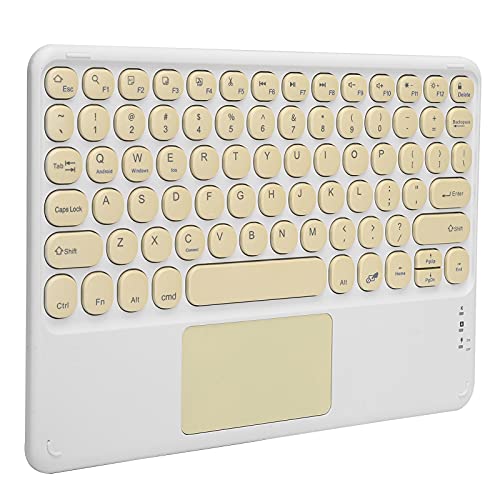 10 Zoll Bluetooth Tastatur, Drahtlose Mechanische Tastatur mit Touchpad, Runde Tastenkappe, Berührungssteuerung Ergonomische Tastatur für Office PC Desktop Laptop(Gelb) von CCYLEZ