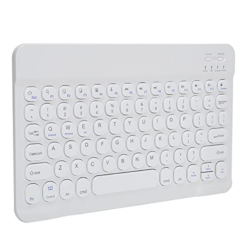 10 Zoll Kabellose Tastatur,Round KeyCap Bluetooth-Tastaturstandard für MICR Schnittstelle,Kompakte Kabellose Tastatur in Voller Größe für Windows 10/8/7/Vista/XP und Android Smart TV(Weiß) von CCYLEZ