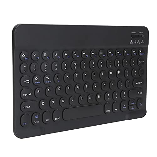 10 Zoll Kabellose Tastatur,Round KeyCap Bluetooth-Tastaturstandard für MICR Schnittstelle,Kompakte Kabellose Tastatur in Voller Größe für Windows 10/8/7/Vista/XP und Android Smart TV(schwarz) von CCYLEZ