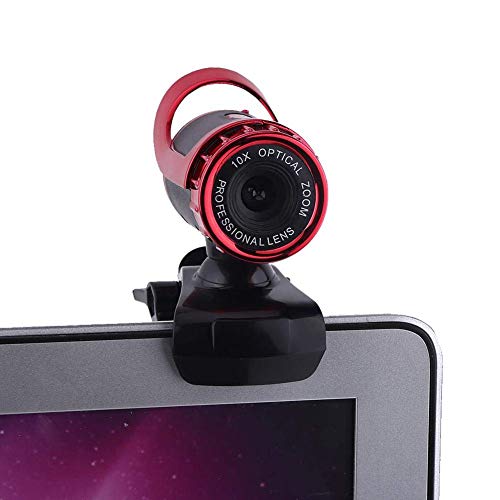 1080P HD Webcam,360 ° drehbare Kamera mit Clip on Ständer, automatische Farbkorrektur,PC Webcam für PC, Laptop, Desktop (rot) von CCYLEZ