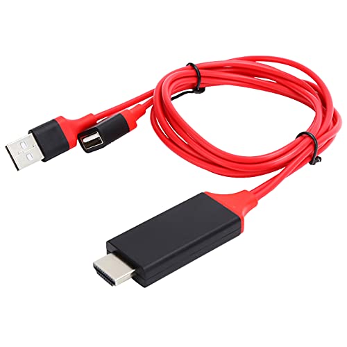 1080p USB zu HDMI kompatibles Kabel, 1 M USB C Schnellladekabel aus Aluminiumlegierung + PVC für Mobiltelefone oder Tablets zu Ihrem HD Fernseher oder Projektor(rot) von CCYLEZ