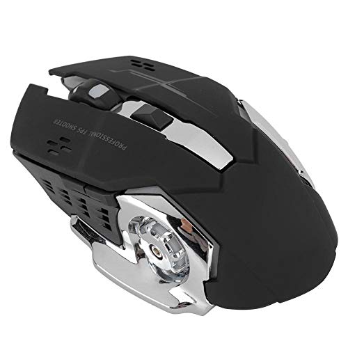 2.4G Wireless Gaming Mouse, 6 Tasten 800/1600/2400 DPI Einstellbare USB Mute Mäuse Ergonomisches Design Glow Mechanical Mouse 10M Übertragung für Laptop-Computer Home Office(Schwarz) von CCYLEZ