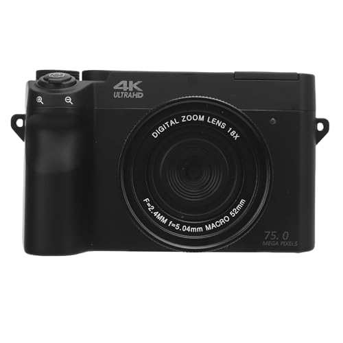 4K HD Digitalkamera, 75 MP UHD 3 Zoll LCD -Bildschirm 18x Optical Zoom WiFi Instant Transfer mit Integriertem Flash, für Fotografie und Videoaufzeichnung (Black) von CCYLEZ