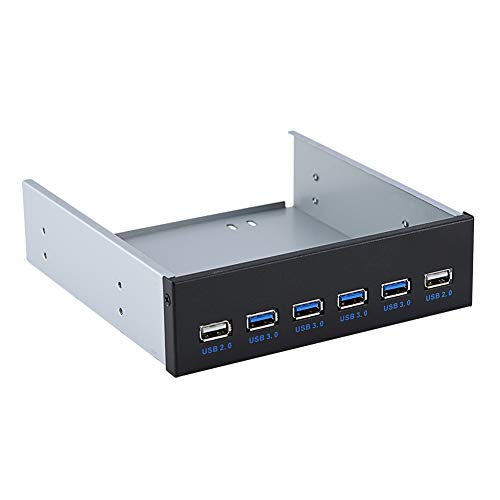 5,25-Zoll-USB-Hubs auf der Vorderseite, 4 USB3.0 + 2 USB2.0-Multifunktions-Frontplatten, 20-poliger Anschluss und SATA-Kabel, Metall-Frontplatte für die Datenübertragung von CCYLEZ