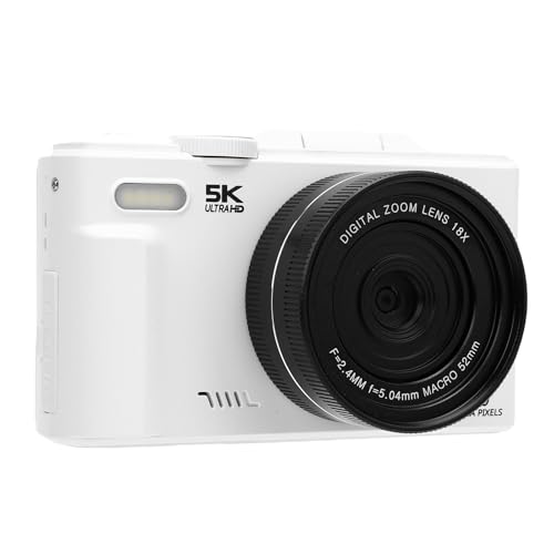 5K 75MP Digitalkamera für Fotografie, Reise -Vlogging -Kamera mit 180 ° Flip -Bildschirm, 18 -facher Zoom -WLAN -Autofokus, 3 Zoll HD -Bildschirm, Flash, 64 GB Speicherkarte (64GB) von CCYLEZ
