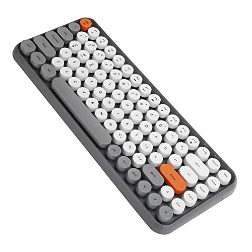 84 Tasten Kabellose Tastatur, Bluetooth Gaming Tastatur mit Runder Retro Tastenkappe, Tastatur in Voller Größe für Windows/Android System Smartphones und ablets(grau) von CCYLEZ