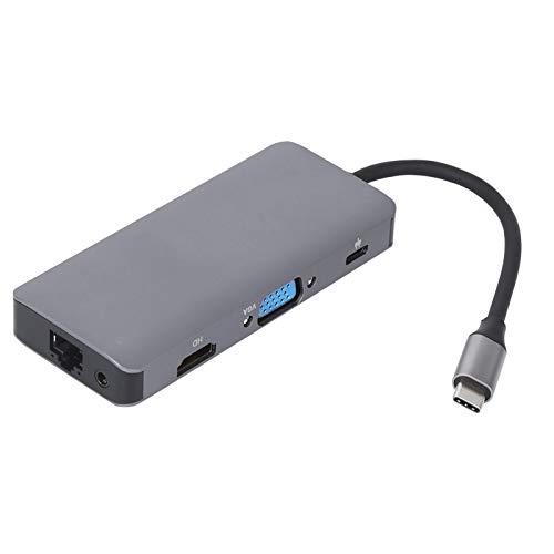 9-in-1-USB-C-Hub, 1000 MBit/s-Speicherkarte, Unterstützung von 4K bei 30 Hz, Unterstützung von 5V-20V PD3.0 Schnellladung, geeignet für die meisten Laptops mit USB-C-Schnittstelle von CCYLEZ