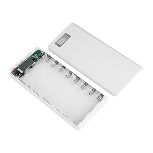 Batterie Power Bank Box, 8x18650 Batterie Power Bank Shell Case Box Doppelter USB-Anschluss LCD-Anzeige LED-Anzeige Batterieladegehäuse(Weiß) von CCYLEZ
