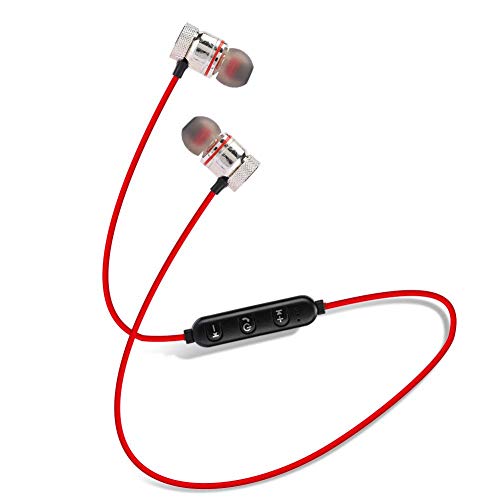 Bluetooth-Kopfhörer, Nackenband-Headset Drahtlose Sportkopfhörer, In-Ear-Stereo-Headsets zur Geräuschunterdrückung für Training, Sport(rot) von CCYLEZ