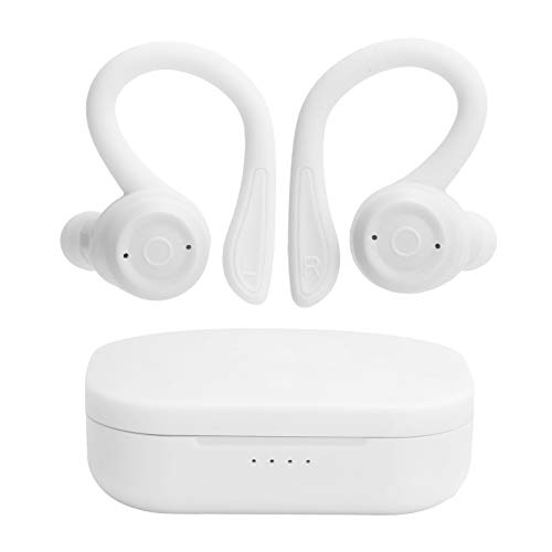 Bluetooth Ohrbügel Kopfhörer,rutschfeste Silikon Ohrbügel mit Ladebox,Wireless Sports In-Ear Headset für Mobiltelefone und Laptops(Weiß) von CCYLEZ