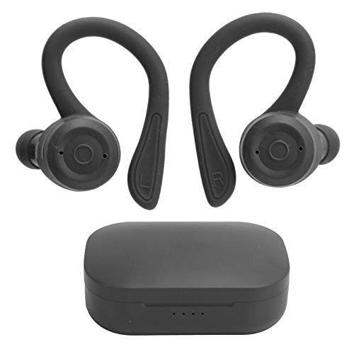 Bluetooth Ohrbügel Kopfhörer,rutschfeste Silikon Ohrbügel mit Ladebox,Wireless Sports In-Ear Headset für Mobiltelefone und Laptops(schwarz) von CCYLEZ